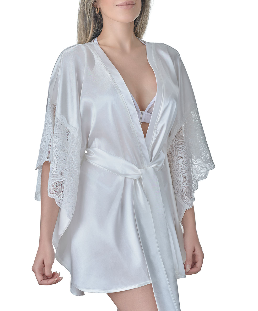 Kimono Celeste Marfil