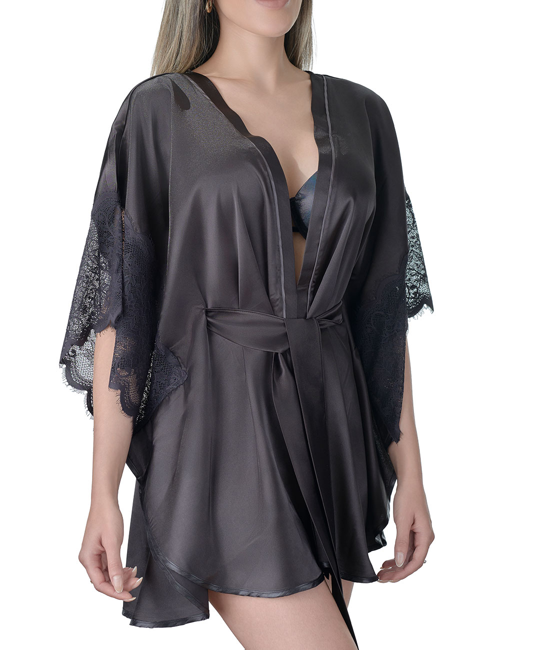 Kimono Celeste Negro